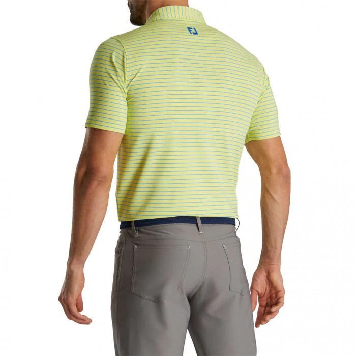 Yellow / Blue Men's Footjoy Athletic Fit Classic Stripe Self Collar Shirts | US-18457AM