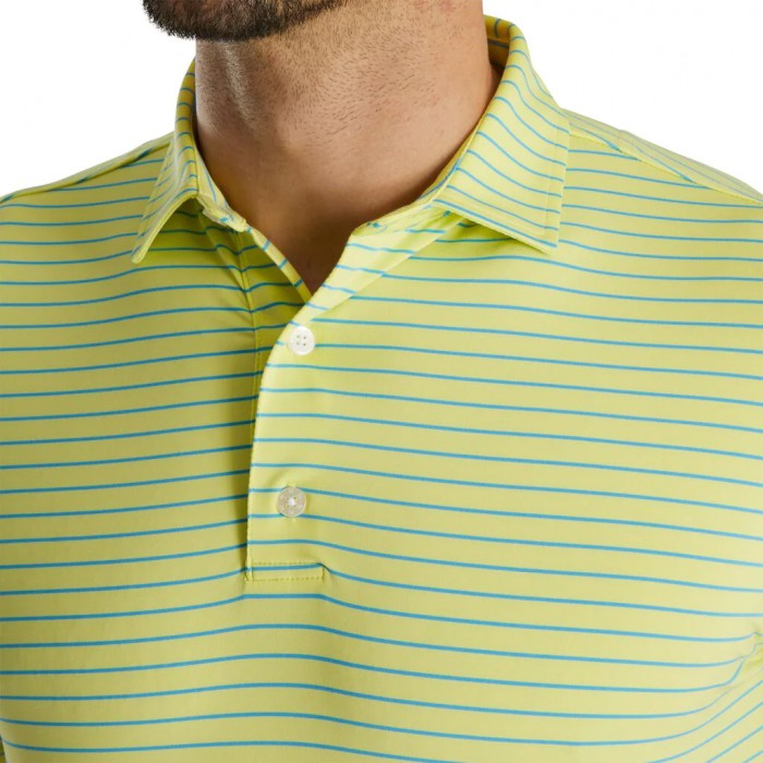 Yellow / Blue Men's Footjoy Athletic Fit Classic Stripe Self Collar Shirts | US-18457AM