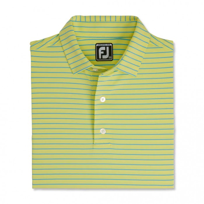 Yellow / Blue Men\'s Footjoy Athletic Fit Classic Stripe Self Collar Shirts | US-18457AM