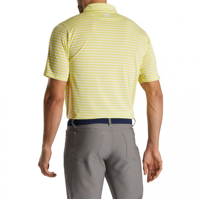 Yellow / White Men's Footjoy Lisle 2-Color Stripe Self Collar Shirts | US-90351TX