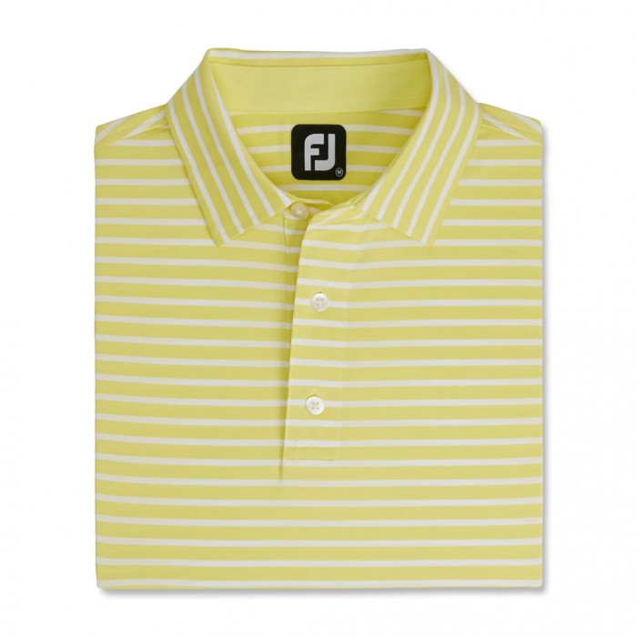 Yellow / White Men\'s Footjoy Lisle 2-Color Stripe Self Collar Shirts | US-90351TX